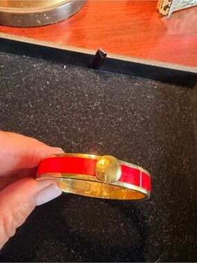 Halcyon Days Gold plated Bracelet with Red Enamel Inlay in EUC
